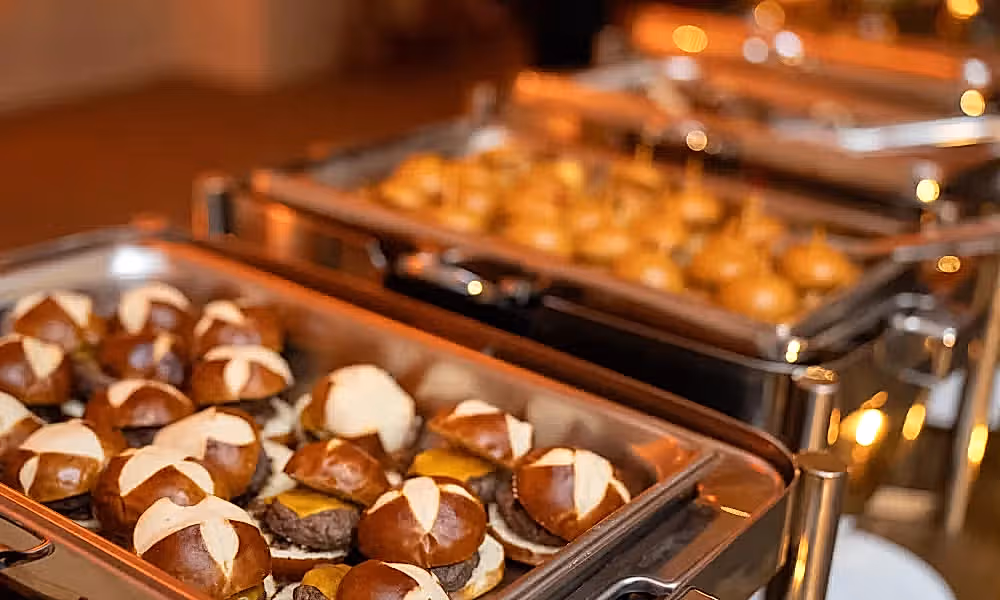 Burger sliders in Diamond Cocktail Room. 
