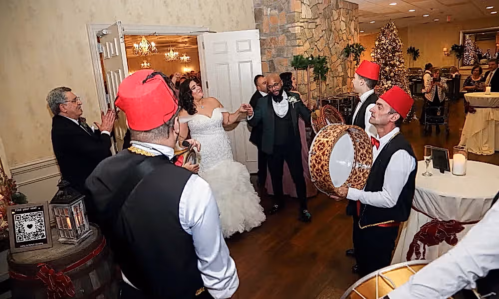 Bride and groom entering Diamond Cocktail Room. 