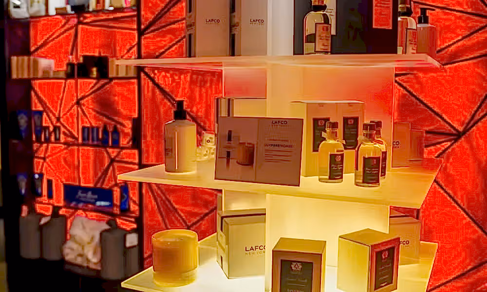 Tower of spa products at Reflections.