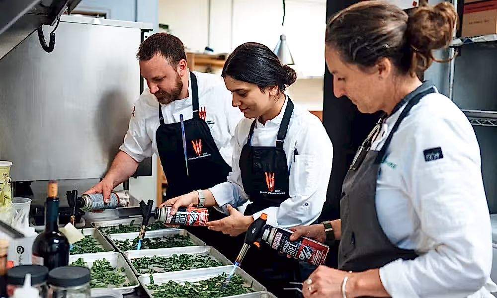 Restaurant Latour team prepping food.