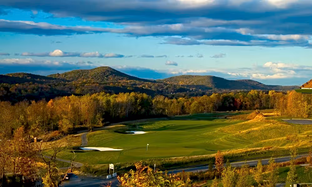 A view at sunset looking over the fairway of Cascades Golf Club