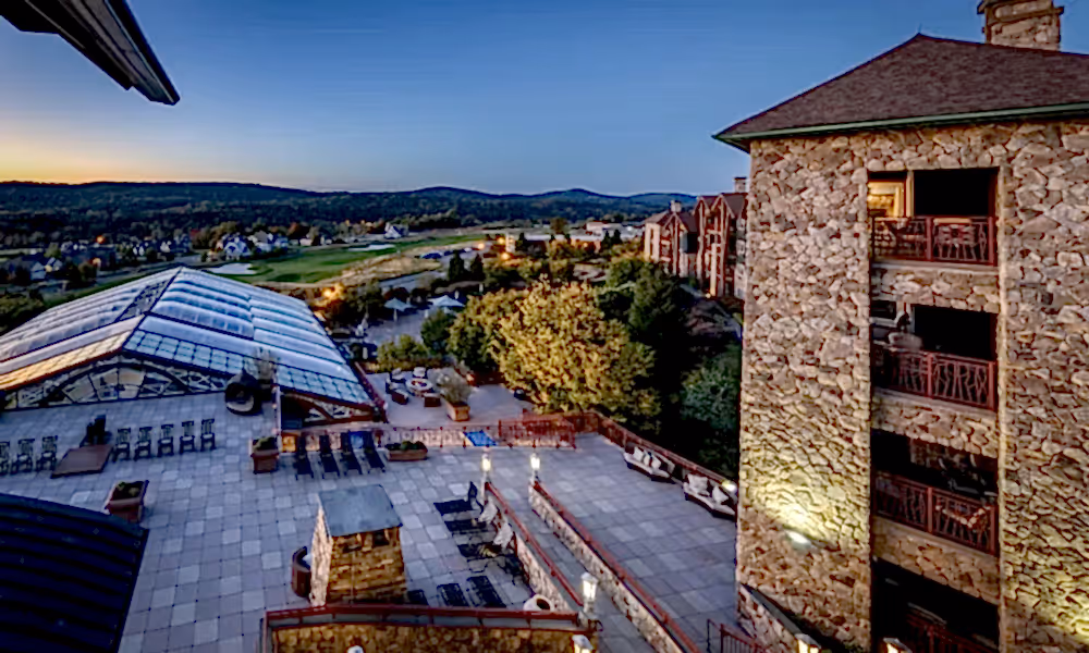 Balcony view from Grand Cascades Lodge