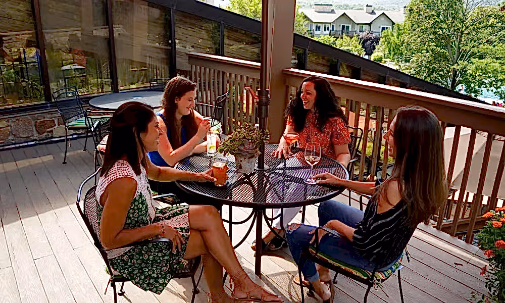 Girlfriends enjoying lunch at Kites Restaurant outdoor area