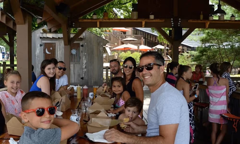 Family enjoying lunch at Moonshine + The Farmstand