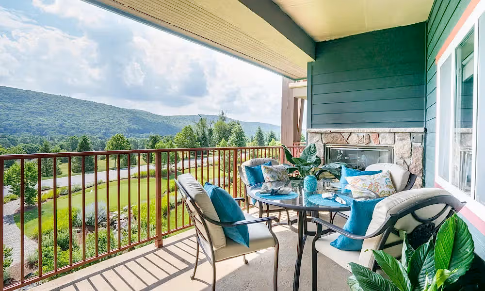 Furnished balcony at Grand Cascades Lodge