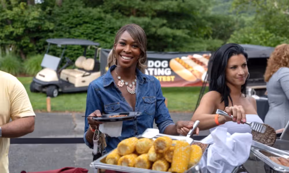Women at Black Bear Bourbon BBQ buffet