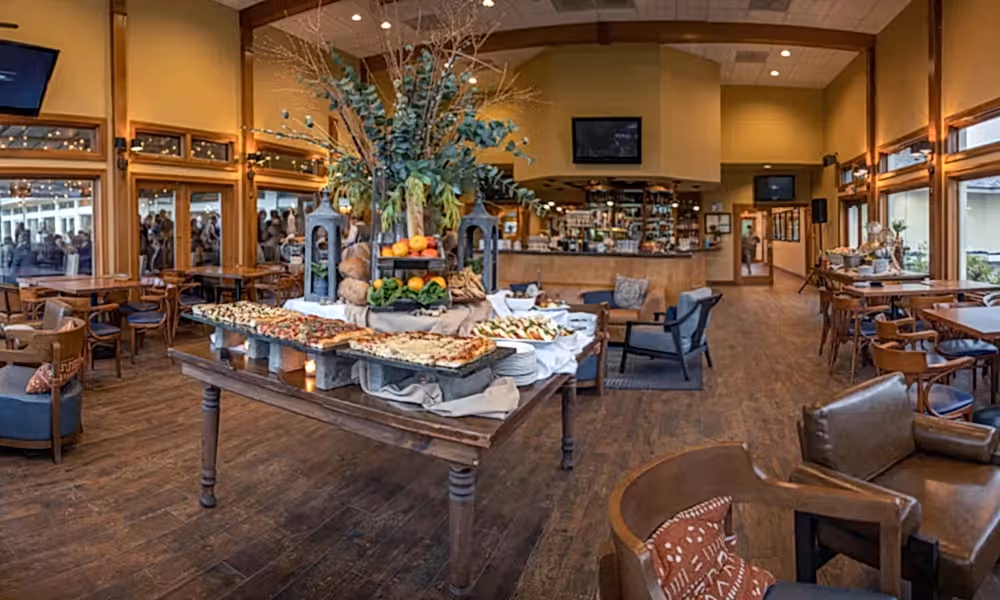Black Bear Golf Club set up for wedding cocktail hour