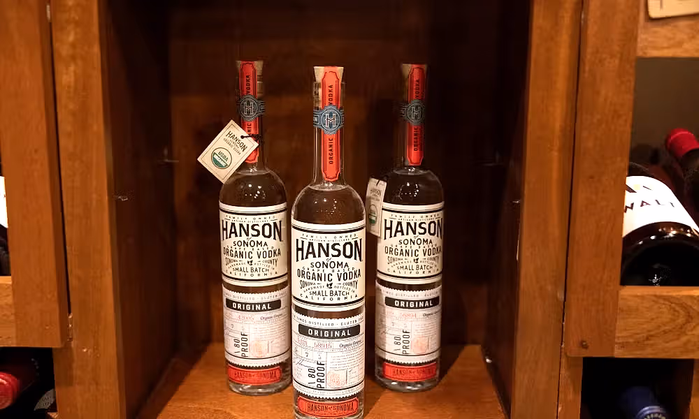 Hanson Sonoma vodka bottles at The Curator