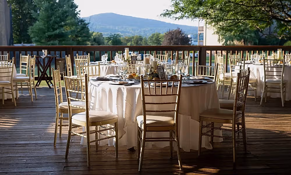 Sweetgrass Pavillion wedding reception venue with mountain view
