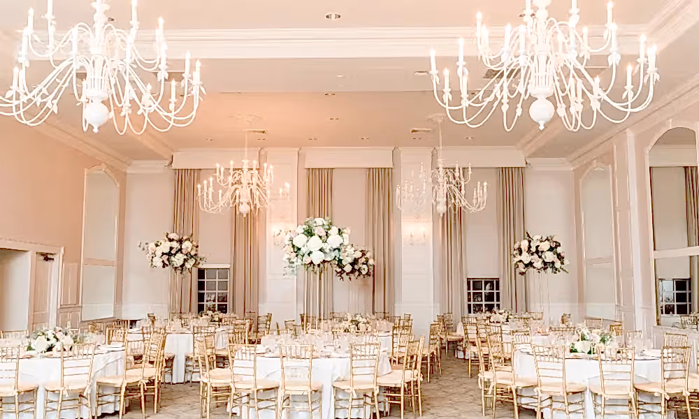 Wedding setup in Emerald Ballroom at Crystal Springs Resort