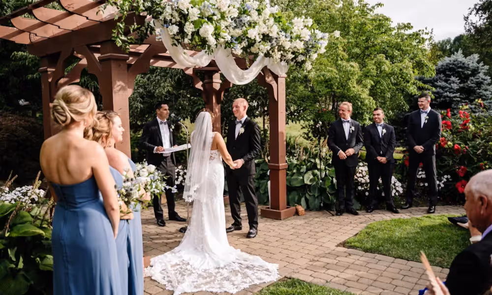 Wedding ceremony at Sweetgrass Pavilion at Crystal Springs Resort in NJ