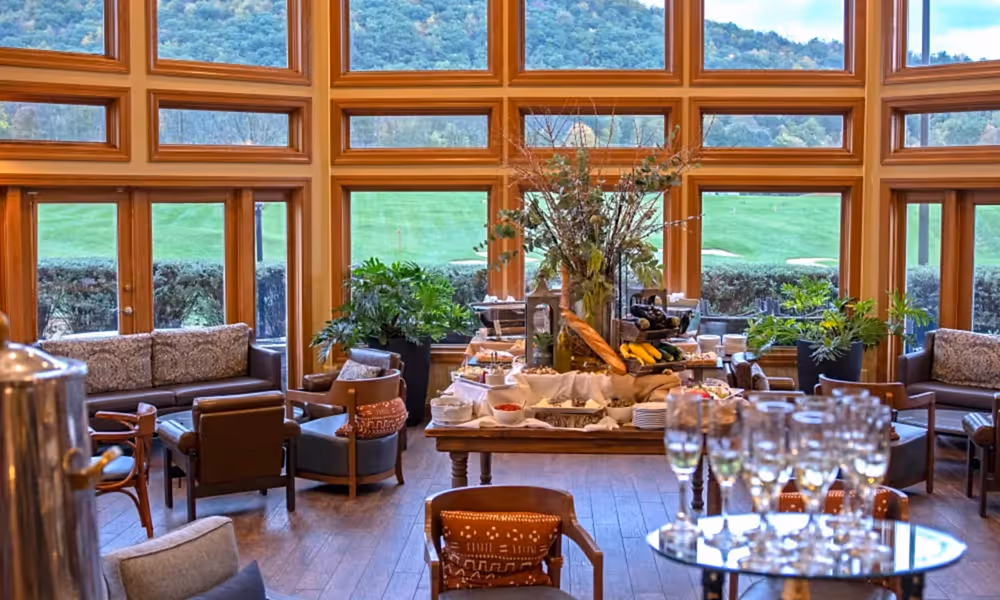 Cocktail hour with golf course views.