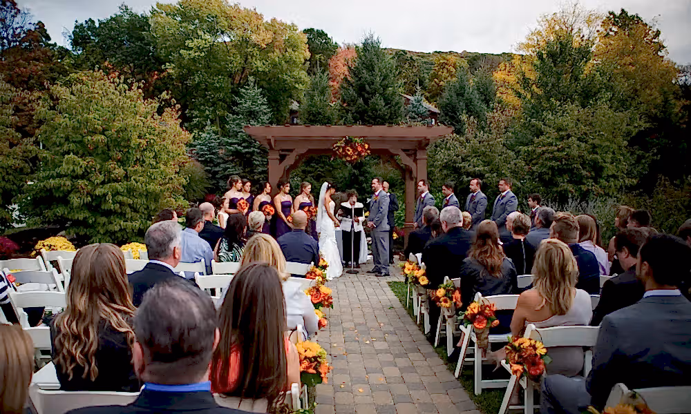 Wedding ceremony in the wedding garden at Minerals Hotel