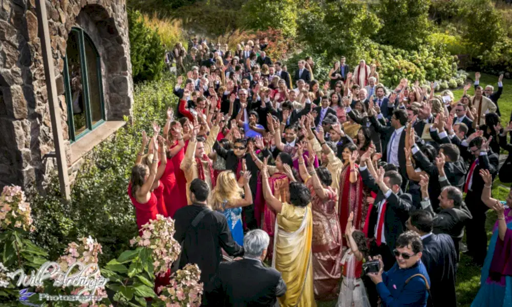 Indian wedding celebration outside Crystal Springs Country Club