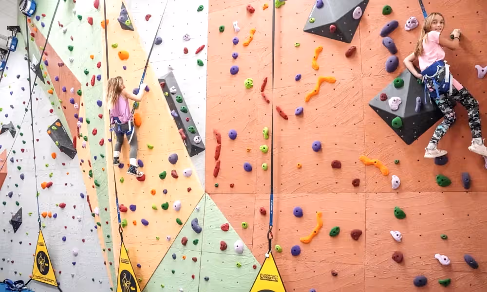 Children rock climbing.