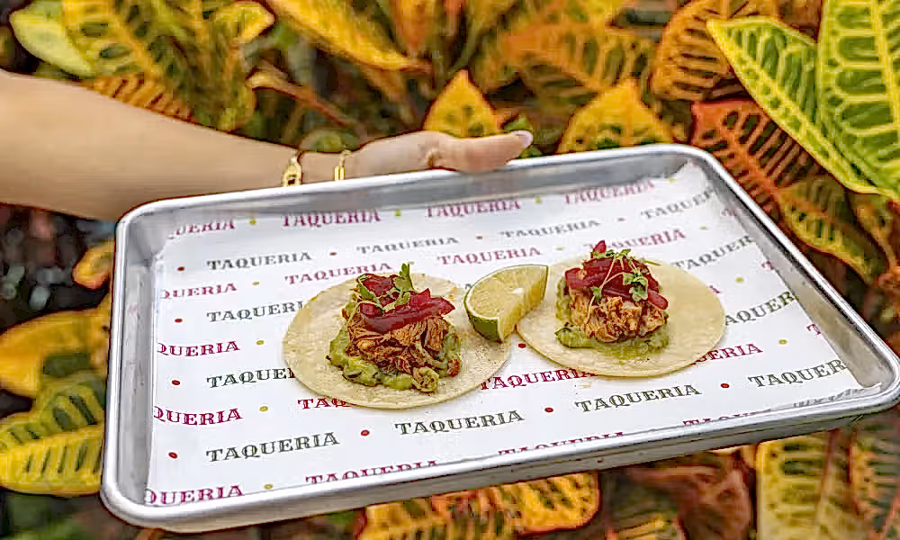 Tacos on plate.