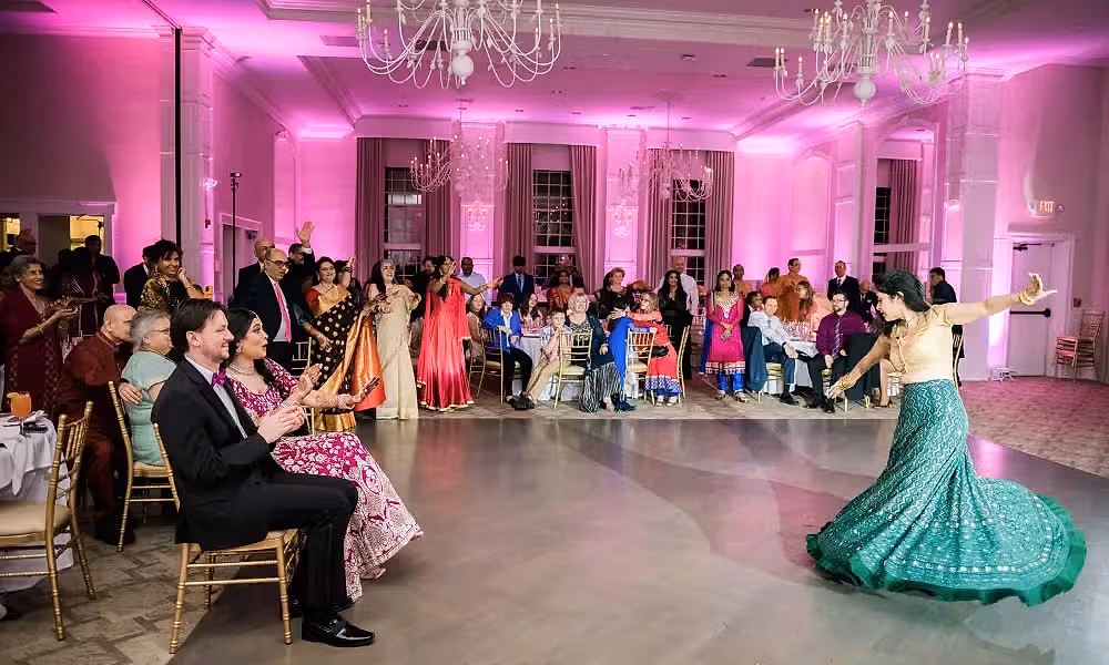 Indian wedding reception in the Emerald Ballroom