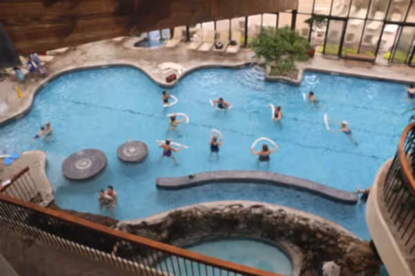 Group of people in pool at Minerals doing Aqua Circuit class