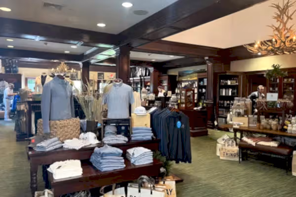 Winter merchandise displays at the Pro Shop