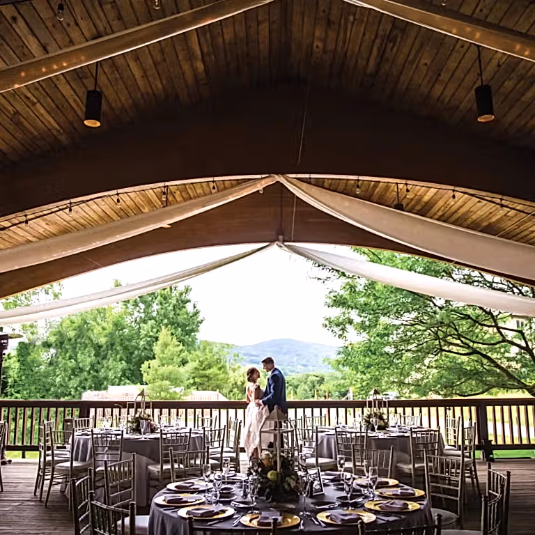 Wedding couple at Sweetgrass Pavillion