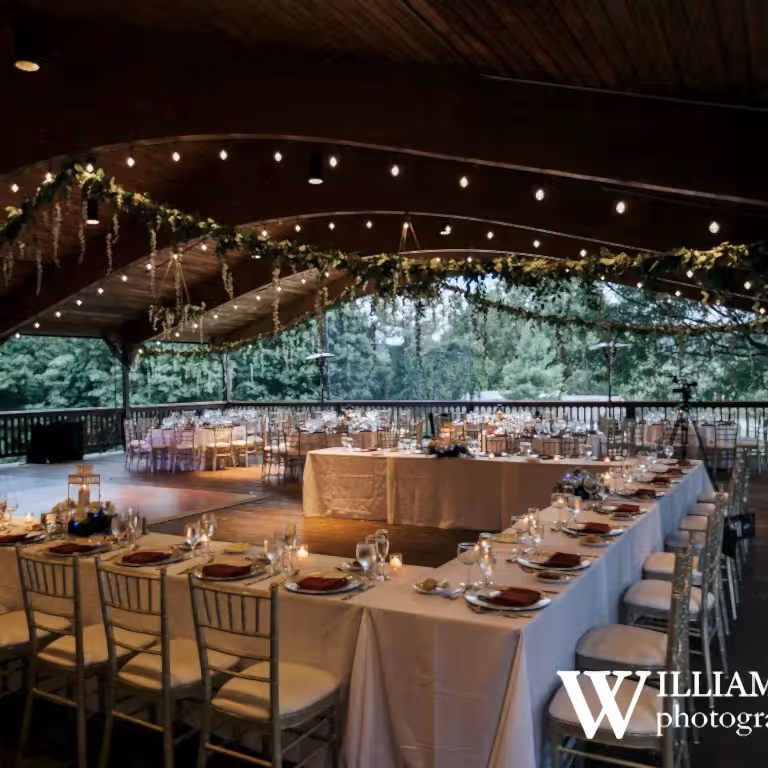 Sweetgrass Pavillion elegant set up for wedding reception