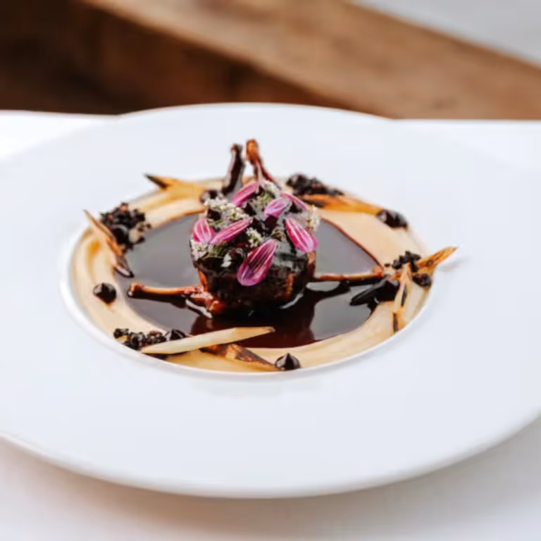 Restaurant Latour dish on white plate. 