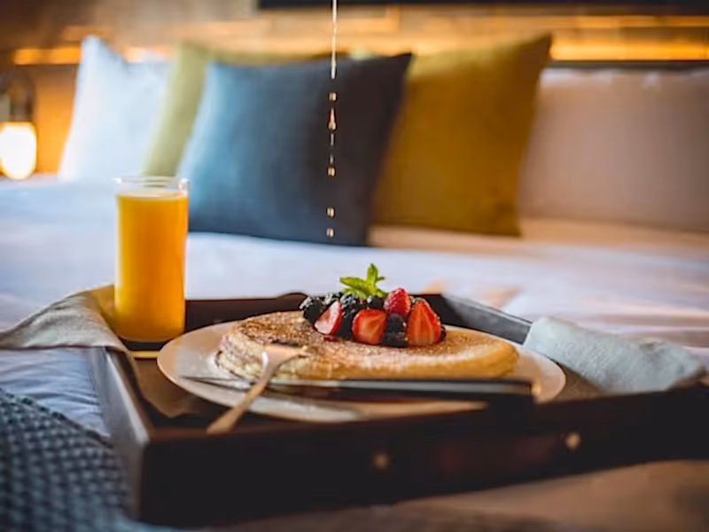 Breakfast in bed at Grand Cascades Lodge