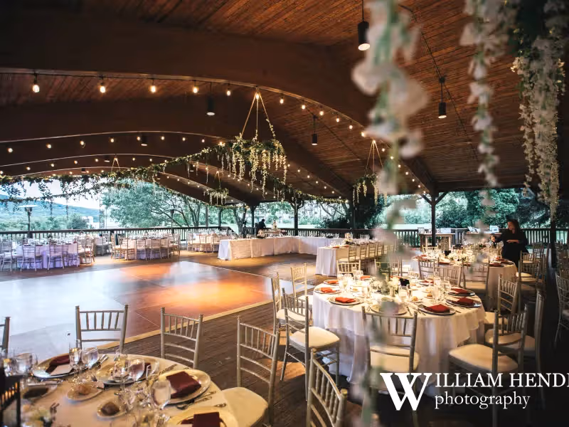 Wedding reception set up at Sweetgrass Pavillion at Crystal Springs Resort in NJ