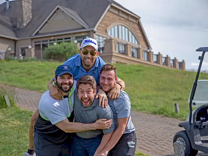Golfers at the Ballyowen Clubhouse